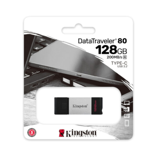 KINGSTON USB Stick Data Traveler DT80/128GB, USB 3.2 Type-C, Silver/Black