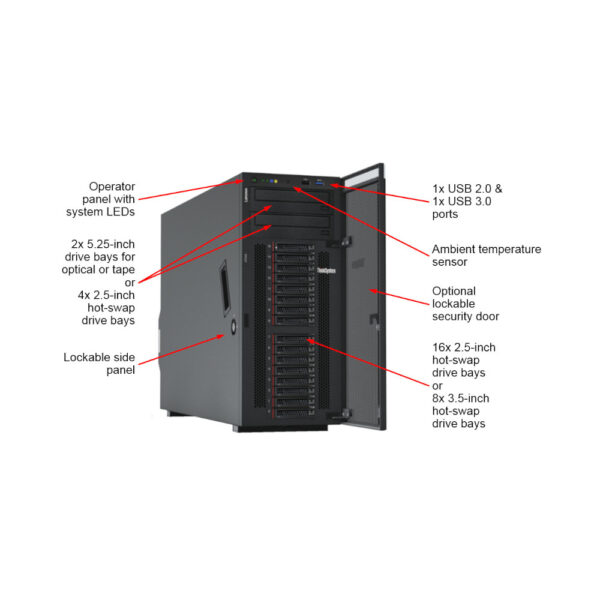 LENOVO Server ThinkSystem ST550/Xeon Silver 4208/16GB/Diskless/930-8i 2GB/PSU 750W/3Y NBD